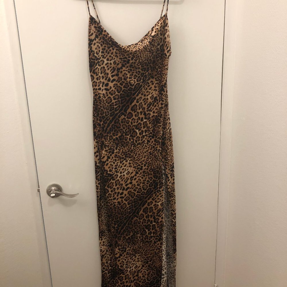 STRAPPY VELVET CHEETAH PRINT DRESS
